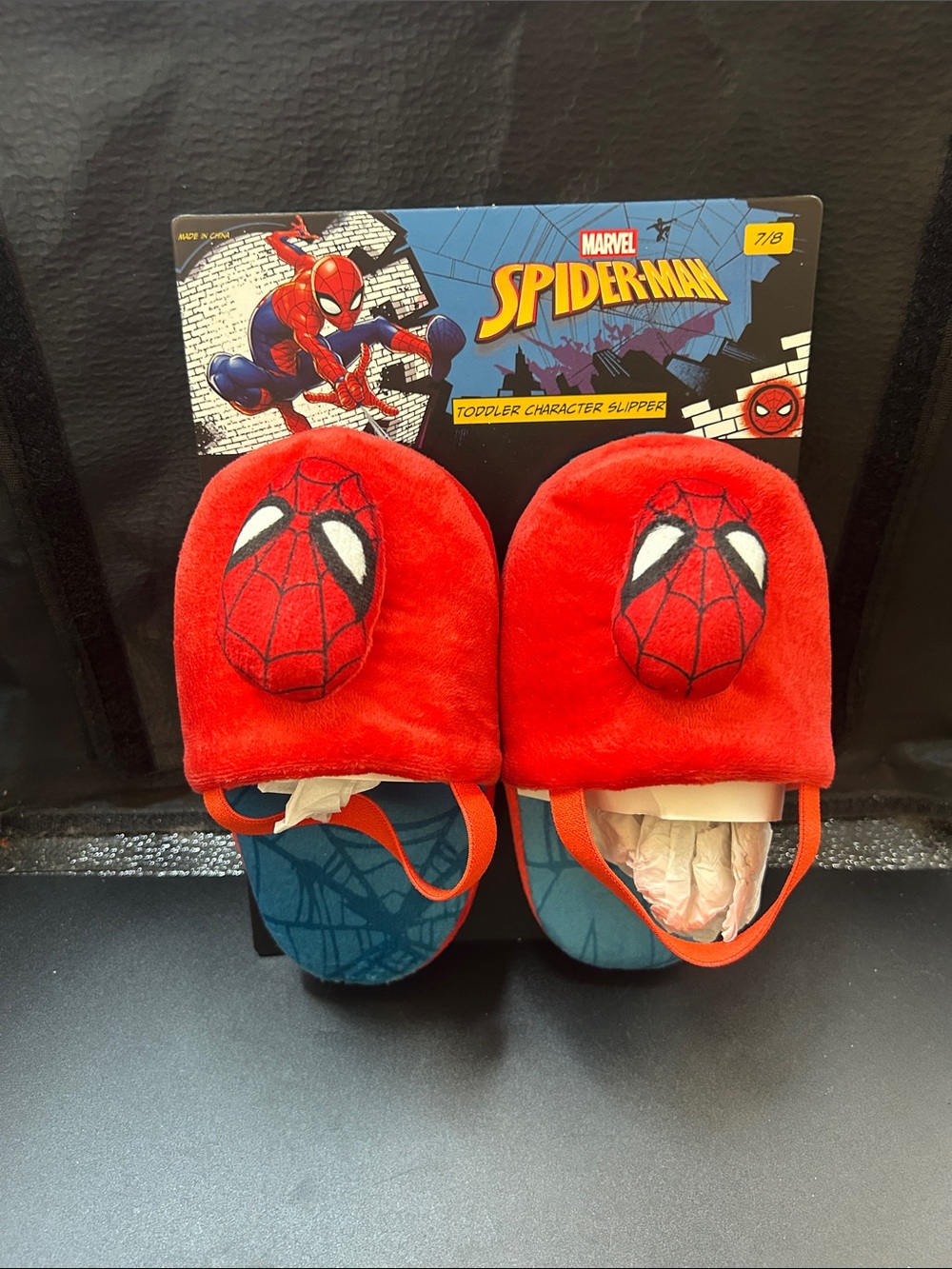 Marvel Spider-Man Plush Toddler Slippers in Red & Blue